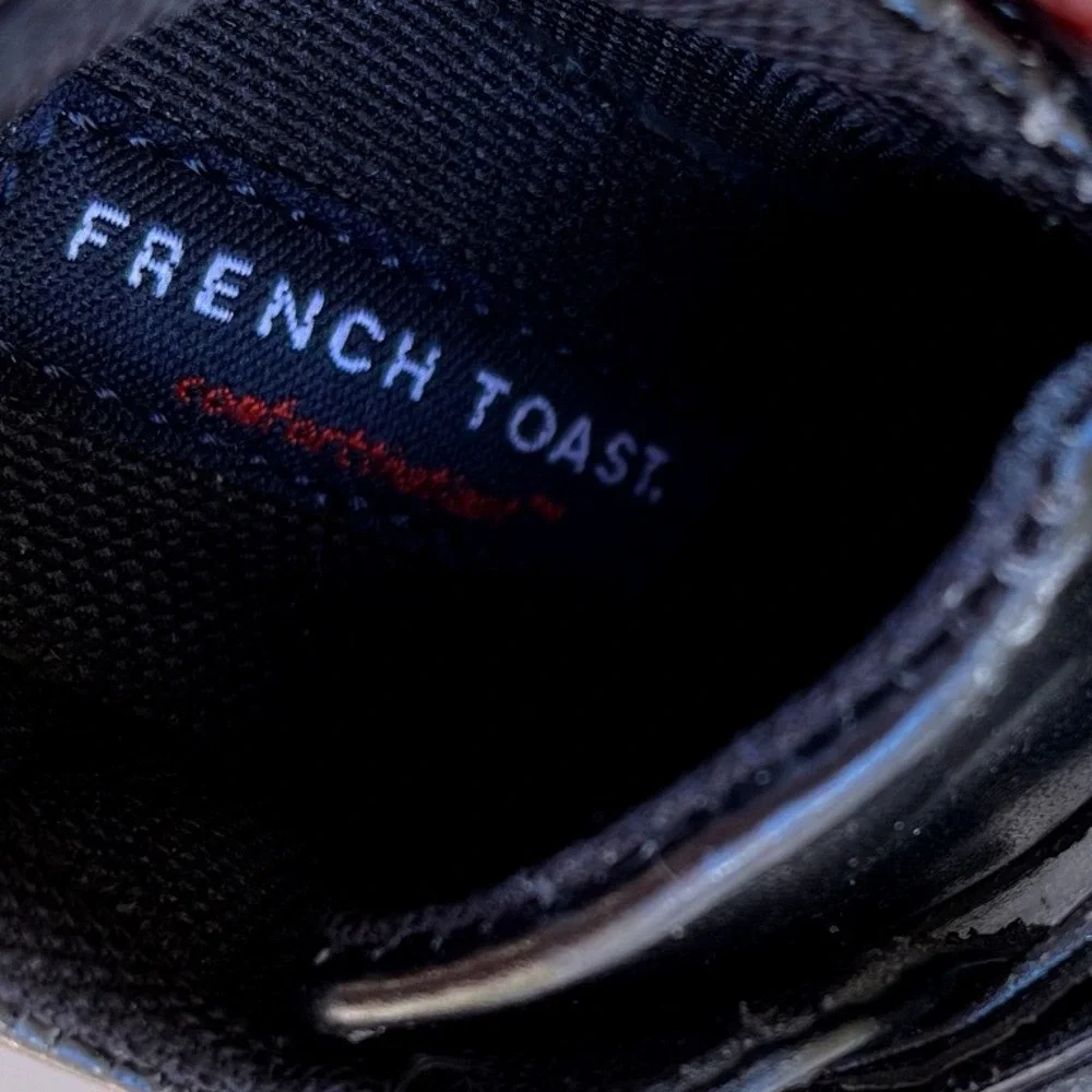 French Toast Boys Black Dress Shoes Uniform School Hook and Loop Size 5M Toddler